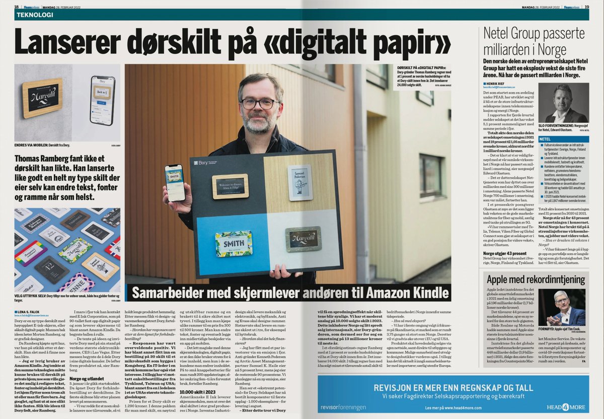 Finansavisen is spreading the word about our client Dory! Entrepreneur Thomas Ramberg speaks about his idea, his background for starting the project, his partners, and his plans for the future! Interesting reading about an interesting project, take a look!