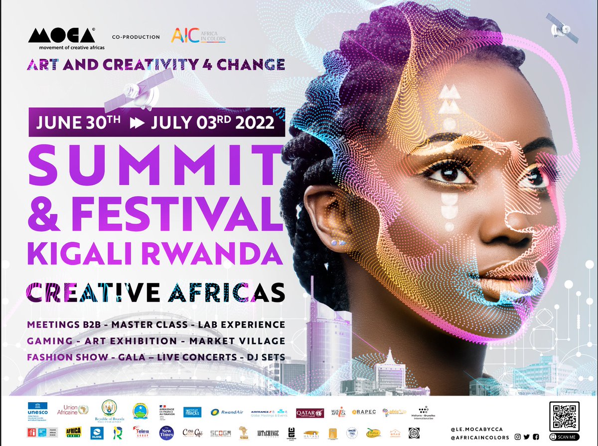 Calling all actors of the creative industry in #Rwanda  , #Africa , #Europe, #Asia, #America and the world to join the international summit and festival #AICMOCA2022, a collaboration of <a href="/africaincolors/">Africa in Colors</a> &amp; <a href="/CCAFRIQUE/">Le Moca by CCA</a> 

Thanks to all our partners. 

 #Art4change #visitrwanda #RwOT
