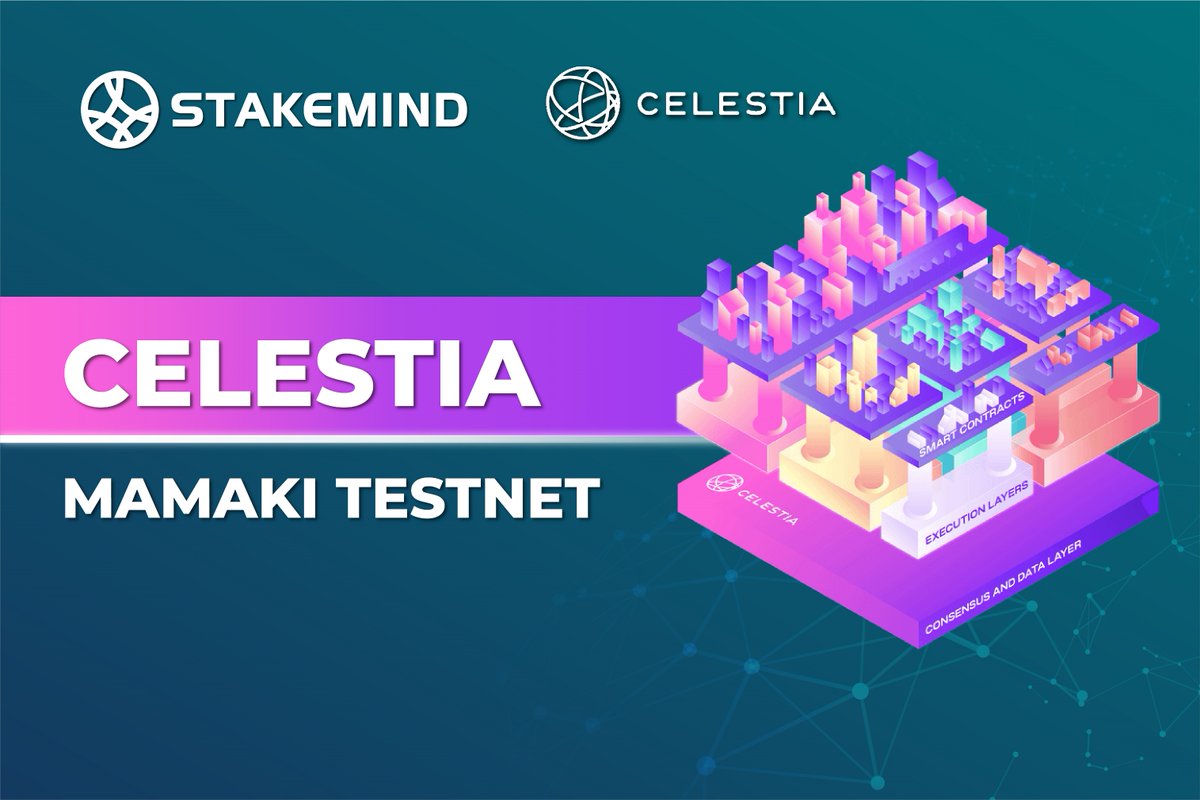Stakemindio's tweet photo. 🔈🔈🔈Celestia Launches Testnet for First Modular Blockchain Network

@CelestiaOrg has launched its “Mamaki” testnet and  introduced the Alpha Data Availability API!

👀Read more: https://t.co/eGZHu0Pm8h

#testnet #layer1 #stakemind #blockchain https://t.co/MSX5OwuheC