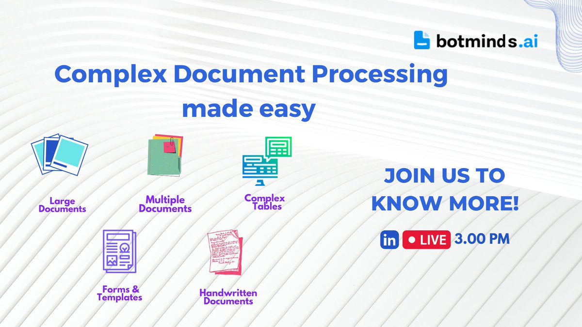 Join us on #LinkedlnLive for a conversation with our CEO, Gokul ganapathi and our product manager, Kalpana Selvaraj on Removing Complexity from "Complex Documents" Process Automation.

Date: 27 May 2022
Time: 3.00 PM