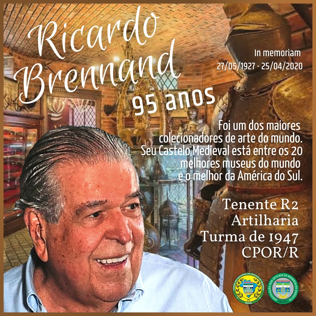 CNORBRASIL's tweet photo. Homenagem ao Ten R2 Ricardo Brennand, um dos maiores colecionadores de arte do mundo. Se estivesse vivo, hoje completaria 95 anos. https://t.co/PHXiXgUr35

#RicardoBrennand #RicardoBrennand95anos #TenRicardoBrennand @irbrennand #CPOR #cporrecife @exercitooficial https://t.co/WqYaPG8Kvr