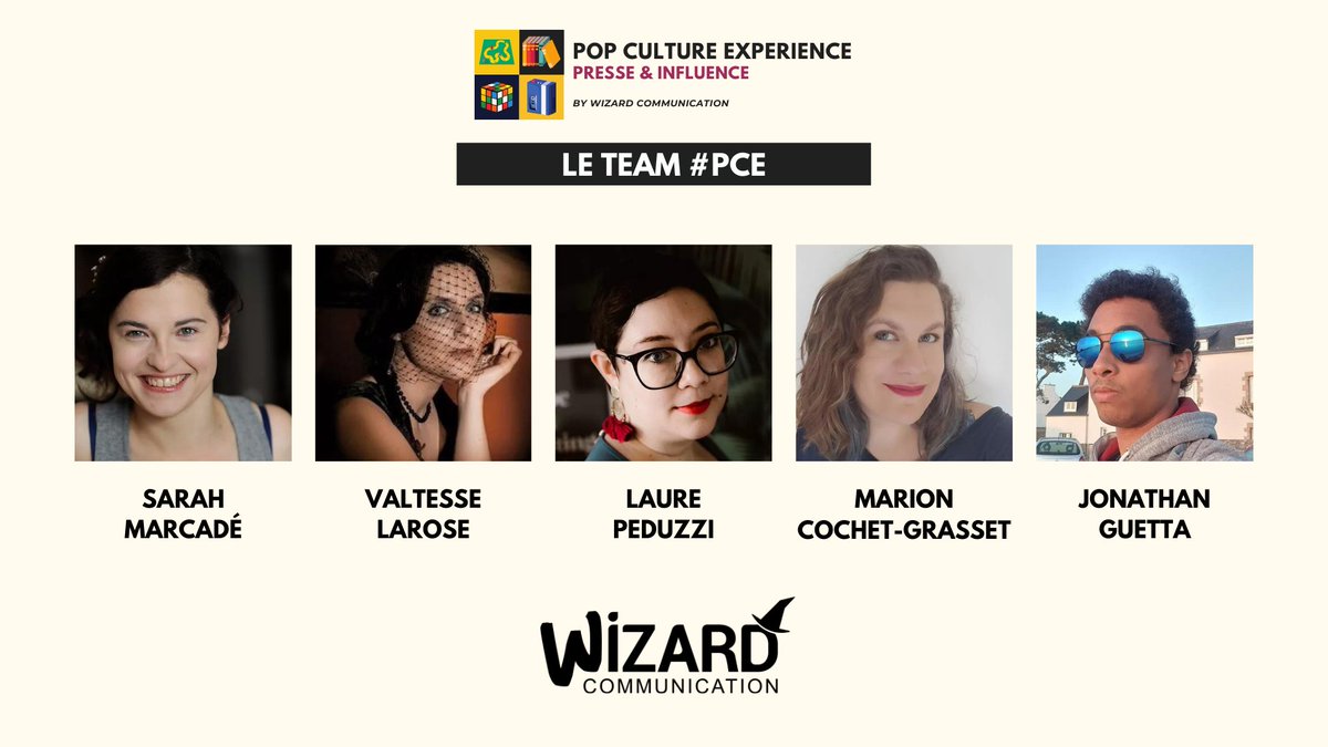 Pop Culture Experience est un événement porté par l'équipe <a href="/WizardComm/">Wizard Communication</a> ✨

<a href="/SARAH7685/">sarahmarcade</a>, <a href="/valtesselarose/">Valtesse De Larose</a>, <a href="/LaurePeduzzi/">Laure Peduzzi</a>, <a href="/mavashu/">Marion CG</a> et <a href="/JojoToutCour/">Jojo Tout Cour (or Lemon) 🍋</a> !