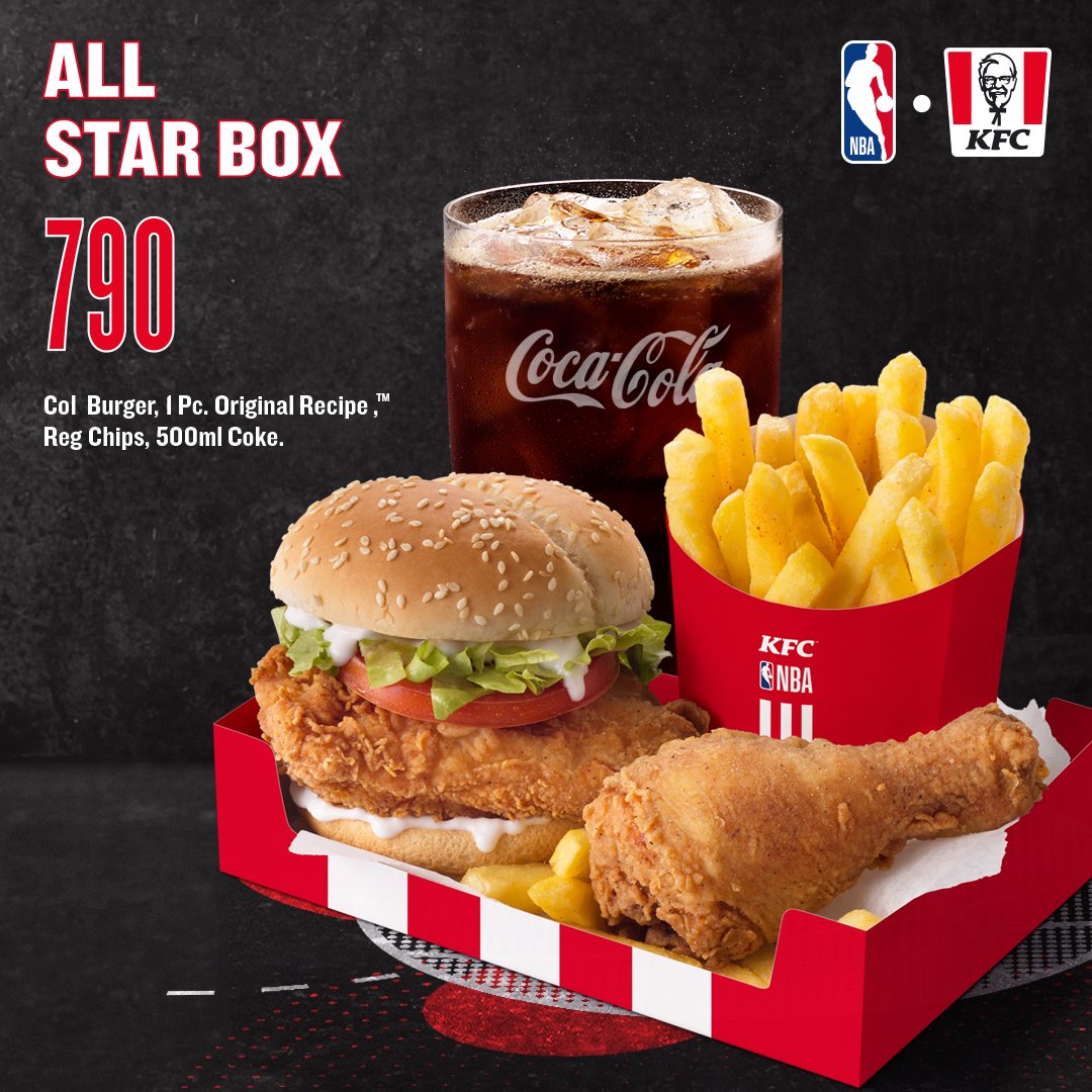 KFCinKenya's tweet photo. Ni time yako, shoot from deep with the All Star Box or Dunked Crunch Box.
Our passionate ballers and shot callers, tell us 👇🏾 what’s your favourite NBA team.

Dial to 0722532532 order 

#NowWeBalling #PlayOn #AllStarBox #DunkedCrunchBox #MakingBuckets #BakeeMtaani https://t.co/XO8Dye3hSh