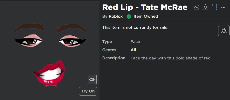 Red Lip - Tate McRae  Roblox Item - Rolimon's