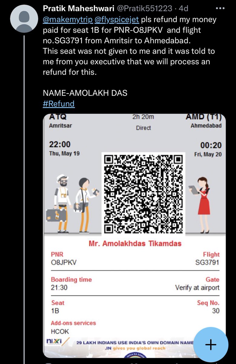 Pratik551223's tweet image. @flyspicejet kindly refund my money for the below-listed concern
#refund #resolvemyissue
