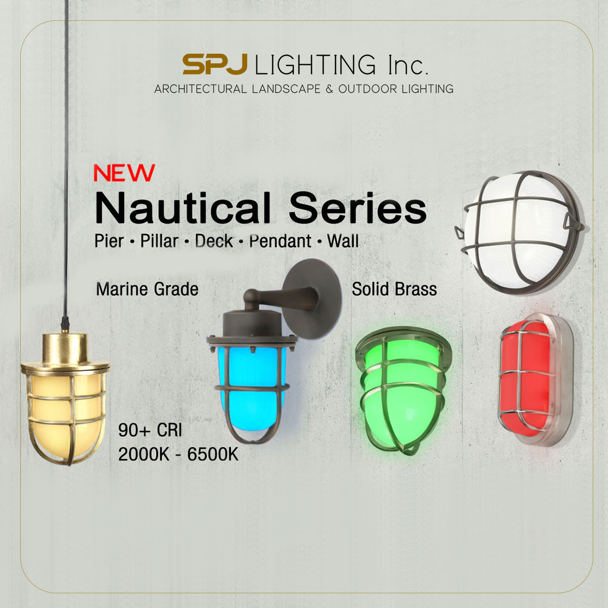 #Marinegrade, solid brass, and 2000-6500k with 90+ CRI- explore our eclectic collection of the pier, pillar, deck, pendant, and #walllights with our all-new Nautical series: bit.ly/37u0c7r