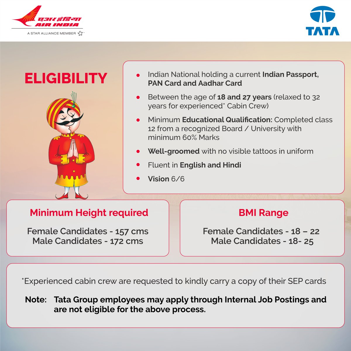 airindia's tweet photo. #FlyAI: We’re flying to the City of Dreams &amp; we’re inviting you to fly to your dreams with us!
Participate in our cabin crew interviews, &amp; be a part of #WingsOfChange.
Visit our website https://t.co/G8B72TD06y or scan QR code to apply. Fill your form &amp; we will reach out to you. https://t.co/HbnKQDrrNA
