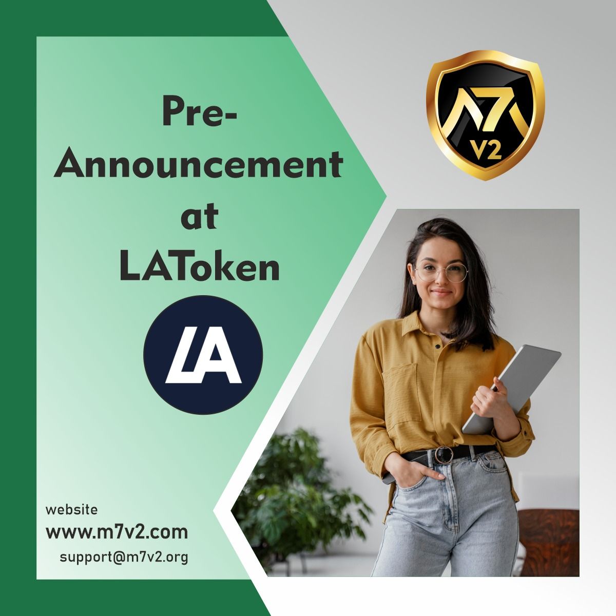 M7V2 token is build at BNB platform. We are developing eCommerce platform, Gamming Platform and Centralize Exchange. Our ICO sales will start from 5th May 2022 to 14th May 2022. We have required your support.
Website: bit.ly/3Fmo89z  
Facebook:  ...