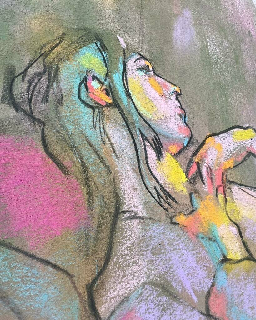 Title: Janet on a couch on a boat on a canal in Berlin 2/2
.⁠
Media: Charcoal &amp; soft pastel⁠
Surface: Hahnemüle 100% cotton rag pastel paper
Size: A3 - 29,7 x 42cm (11,7 x 16,5 inch)⁠
.⁠
Poses: <a href="/janetlandia/">Janet Spencer </a>
⁠.
@dinkanddrawberlin
#hahnemühle #hahn… instagr.am/p/CeDi-ozKxaY/