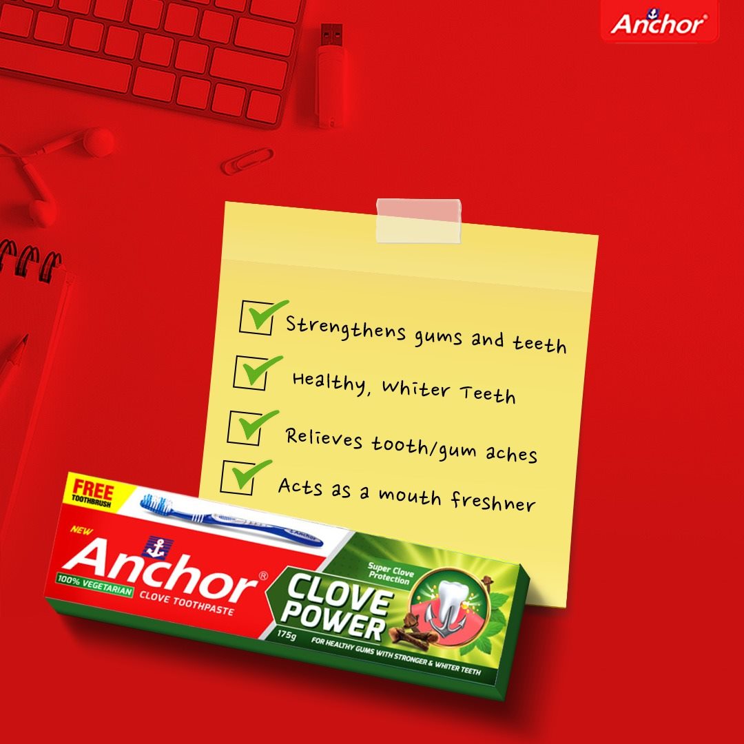 AnchorFiji's tweet image. Anchor clove toothpaste will not just protect your teeth and gums from germs but also give you a healthy happy smile!

#AnchorOnGermsGone #AnchorProtection #AnchorGlobal #clove #germprotection #cavity #CavityProtection #healthyteeth #healthygum #Fiji #FijiNews