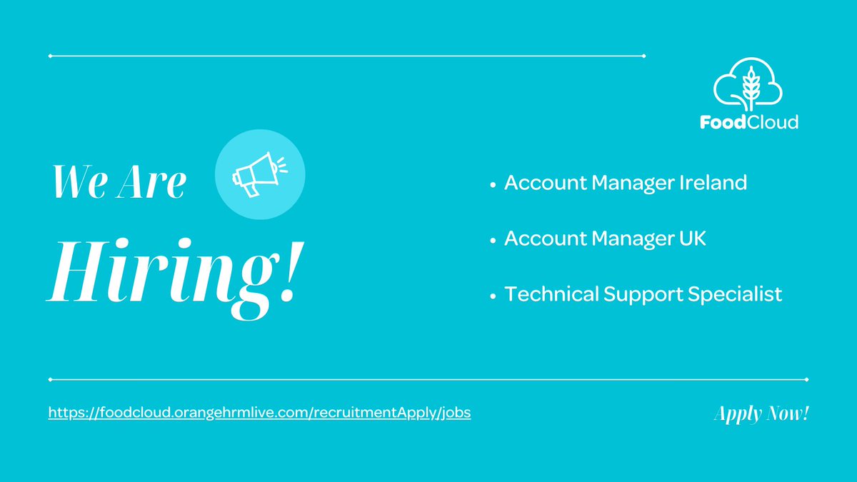 We are #hiring for Acocunt Manager UK & #AccountManager Ireland and #TechnicalSupportSpecialist!

#jobfairy #jobalert #Irishjobs #vacancies #recruitment
Apply Now!
📍bit.ly/34Tqezo