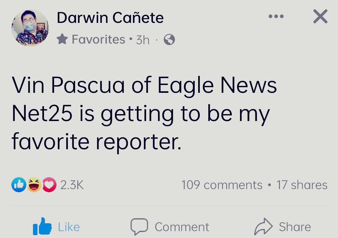 Orlando36946896's tweet photo. Field reporter Vin Pascua❤️🇵🇭
#protectnet25 
#TunayNaBalita
#Net25MatapangMatatagMatapat https://t.co/TlpQJbJaF3