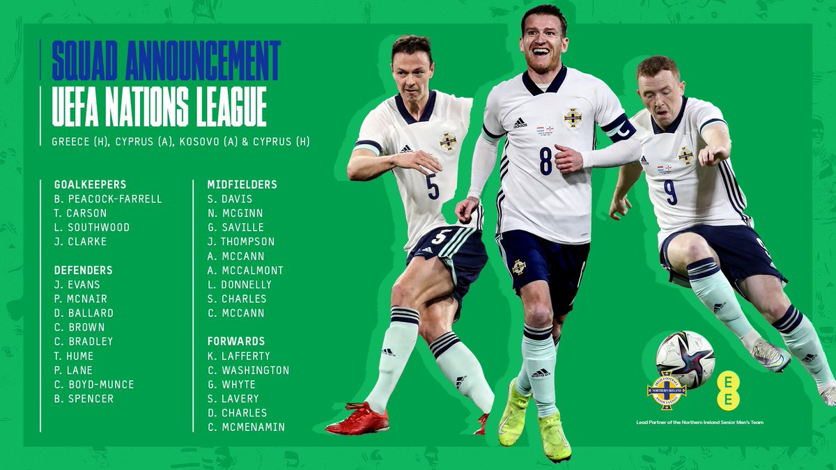 🔥 Your Northern Ireland squad for the upcoming @UEFA Nations League games! #GAWA #NorthernIreland ➡️ bit.ly/3MSlV8L ⬅️