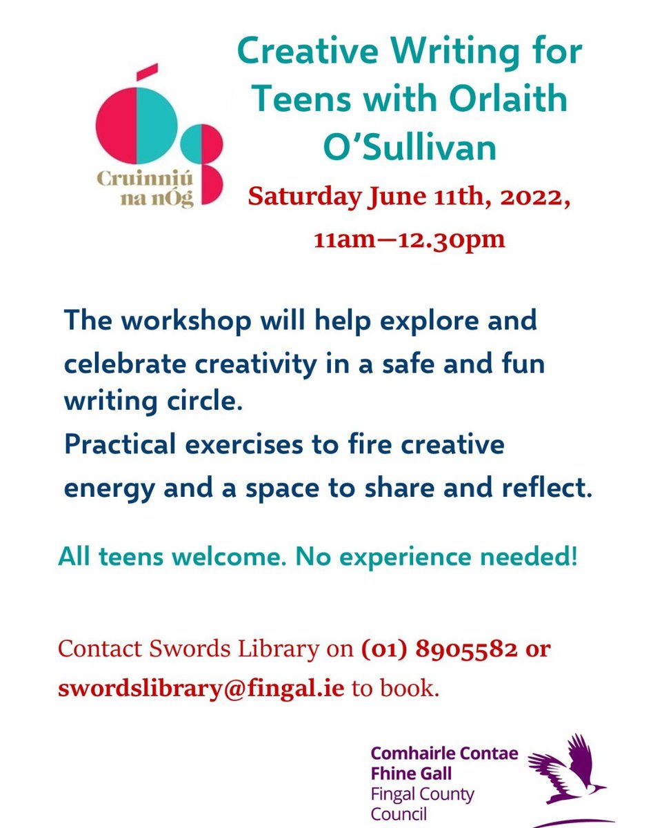 fingallibraries's tweet photo. To book your place contact Swords Library on (01)8905582 or email swordslibrary@fingal.ie #CruinniúnanÓg2022 @Fingalcoco @EVENTSinFingal #SwordsLibrary https://t.co/WDJq8dGHBE