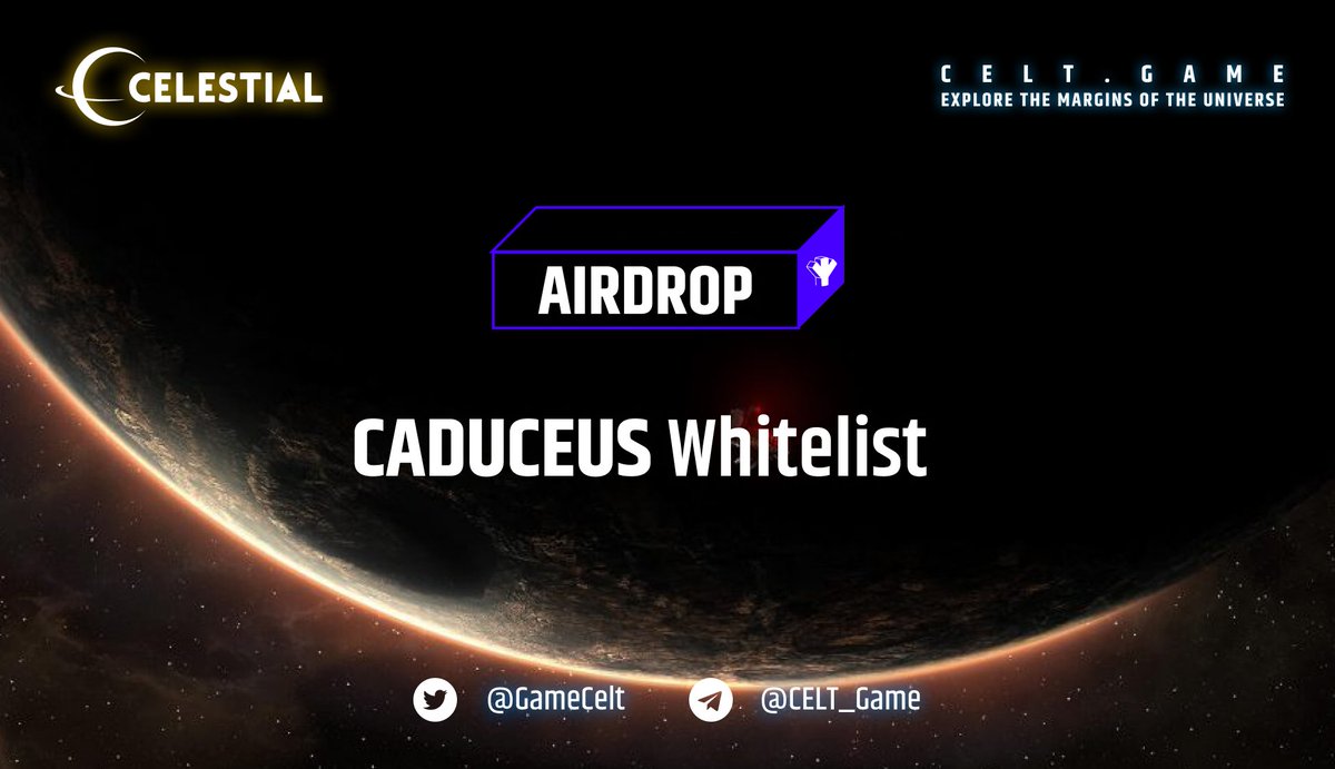 GameCelt's tweet image. #Celestial #IDO #WL 

🎉@GameCelt  X @Caduceus_CMP 🎉

🥳20X IDO #WLGiveaway 

📙To Enter: 
✅ Follow @GameCelt and @Caduceus_CMP 
✅ Join TG：t.me/CaduceusMetave…  and send &quot;Fans from celestial&quot; to count.

✏️Fill it out:bit.ly/3m7M87z

⏳48 Hrs⏳
#IDO #Metaverse