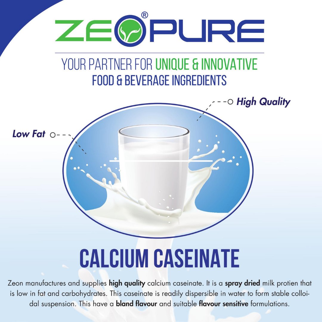 ZLifesciences's tweet image. #Zeopure manufactures and supplies high-quality #CalciumCaseinate. It is a spray-dried milk protein that is low in fat and carbohydrates. This caseinate is readily dispersible in water to form a stable colloidal suspension.This has a bland flavor and flavor-sensitive formulations