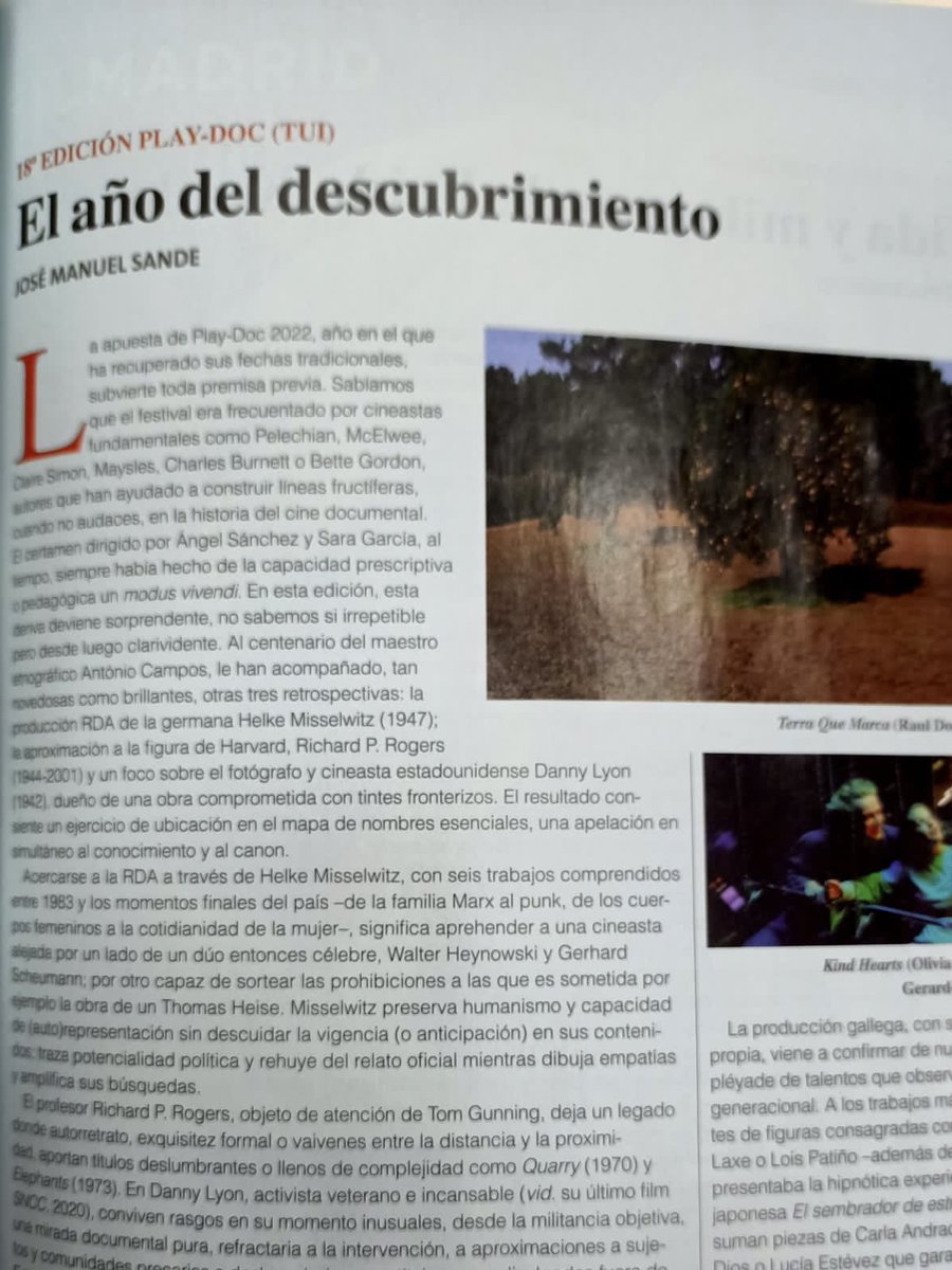 PlayDocFest's tweet photo. Recién salido del horno🥧
@JMSande escribe en @CaimanCDC 🙏
«El certamen (..) siempre había hecho de la capacidad prescriptiva o pedagógica un modus vivendi. En esta edición esta deriva deviene sorprendente, no sabemos si irrepetible pero desde luego clarividente»

#PlayDoc2022 https://t.co/7iwxJ1U7SY
