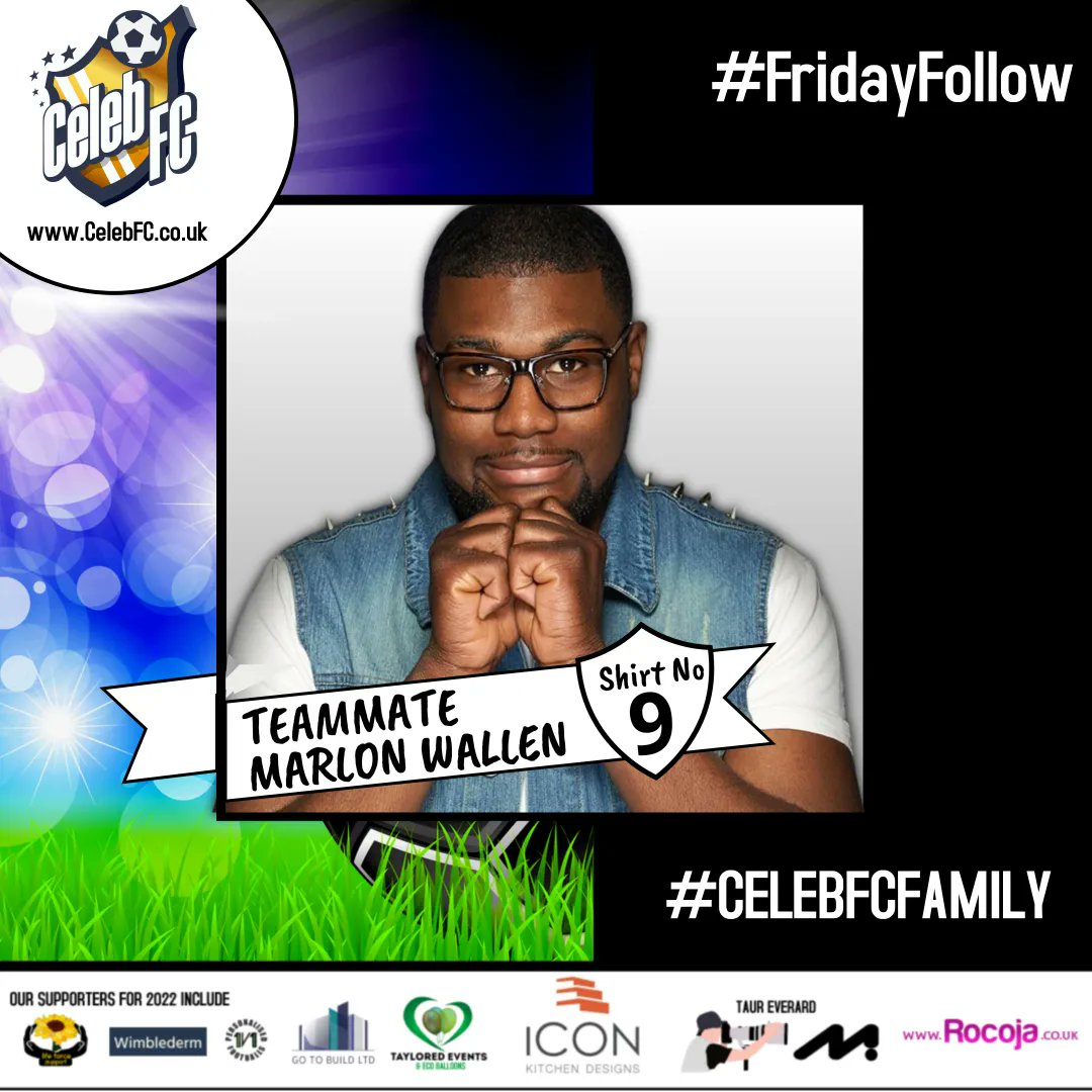 #FF our fabulous Teammate -  @Marlon_Wallen
You may recognise him from #bigbrotheruk #BBUK 
We are all very pleased he is part of the #CelebFCFamily as shirt no 9
#fridayfollow #Marlon #DreamTeam #CelebFC #CharityFootball #BigBrother #DoGood #GiveBack #Teammate #Charity #Rocoja