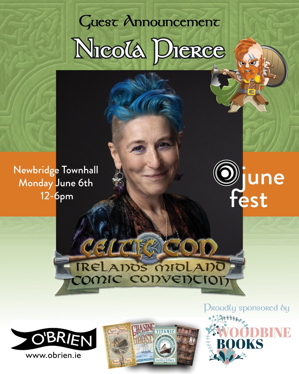 Celtic_Con's tweet image. Guest announcement for CelticCon at JuneFest -  Monday 6th June in Newbridge Townhall!
We are looking forward to having the very lovely  
@NicolaPierce3  @OBrienPress  @June_Fest @WoodbineBooks 
Follow us for more updates
CelticCon JuneFest 2022 JuneFest Newbridge