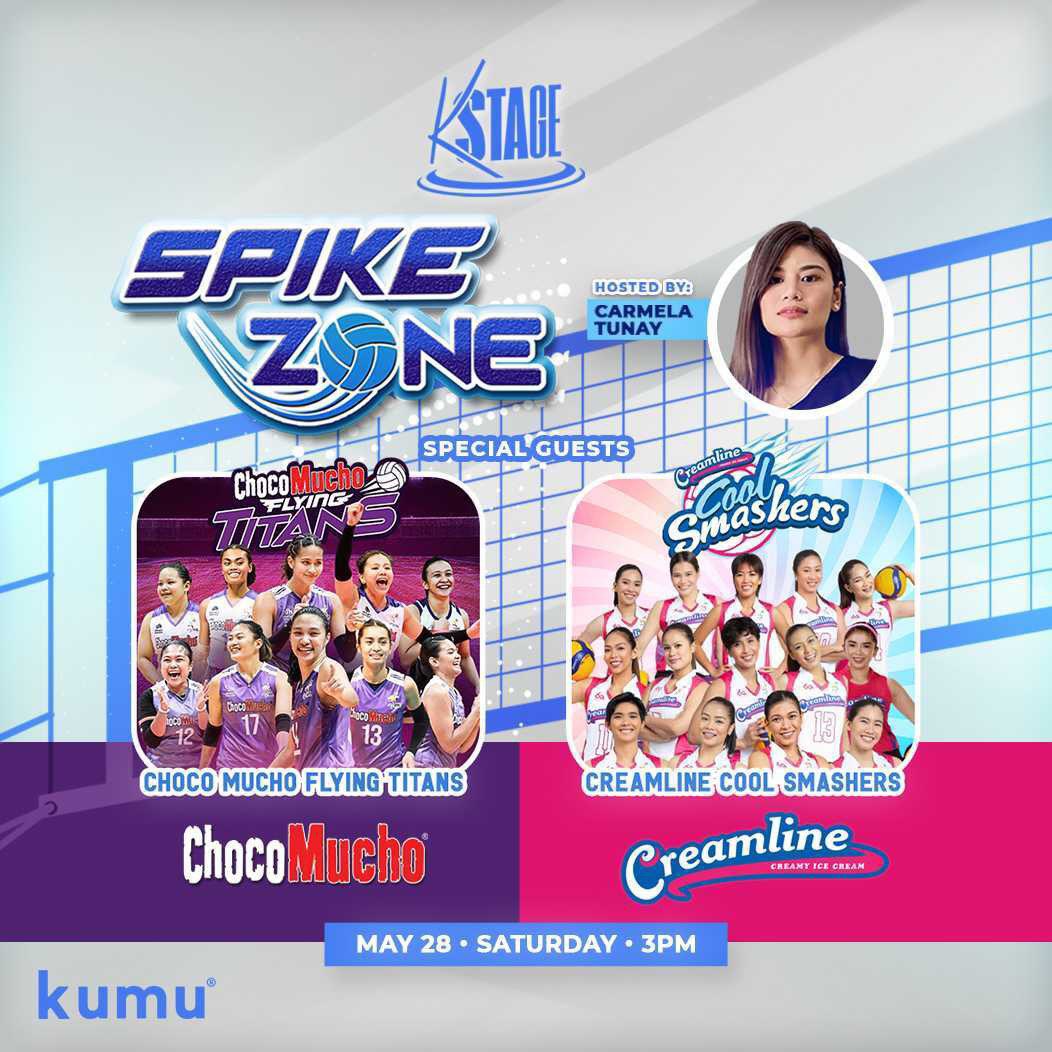 kumuPH's tweet photo. VOLLEYBALL FANS! We got a surprise for you! The @CMFlyingTitans and @CoolSmashers players are going LIVE tomorrow, 3pm on this week’s kumu Spike Zone hosted by @carmelaloo08! 

Press 1 and retweet sa lahat ng sasama! Exciting to! 🏐🏐🏐

https://t.co/6mK5mv3dAR https://t.co/updyGBw9El