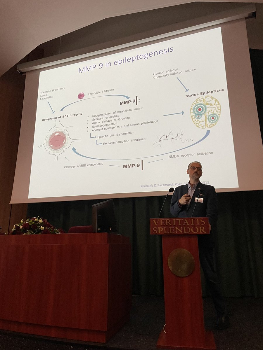 Pawel_Zajdel's tweet photo. Could metalloproteinase-9 inhibitors become drugs for the treatment of epilepsy? A great lecture by prof. Leszek Kaczmarek #drugdiscovery @BRAINCITYWarsaw #Accord conference https://t.co/LMiPismUsQ