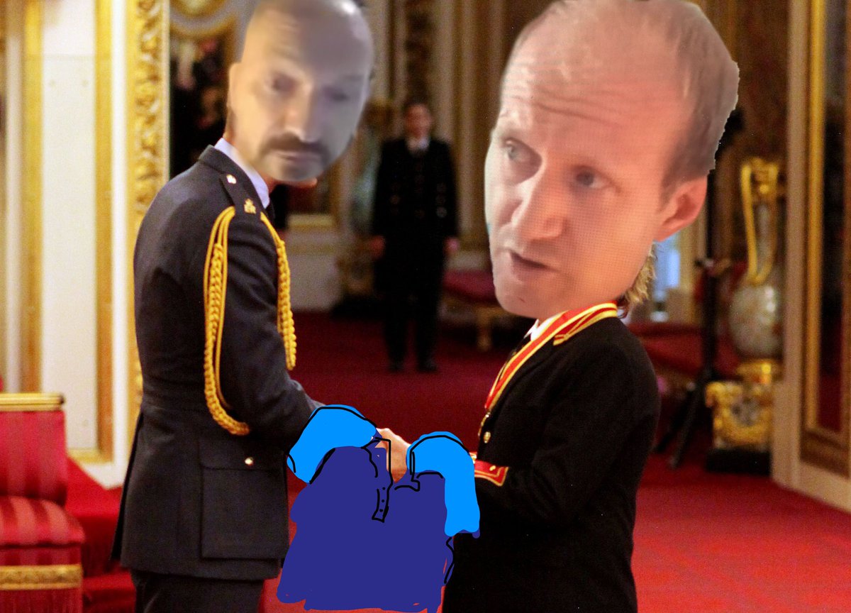 bathewmateman's tweet image. The ceremonial handing of the polo shirt back earlier this morning was a beautiful event. After a handshake as limp as a used condom, Rob handed back his box fresh polo shirt and thanked his master. Chris accepted the polo before saying “farewell and cowabunga dude”. #hiChris