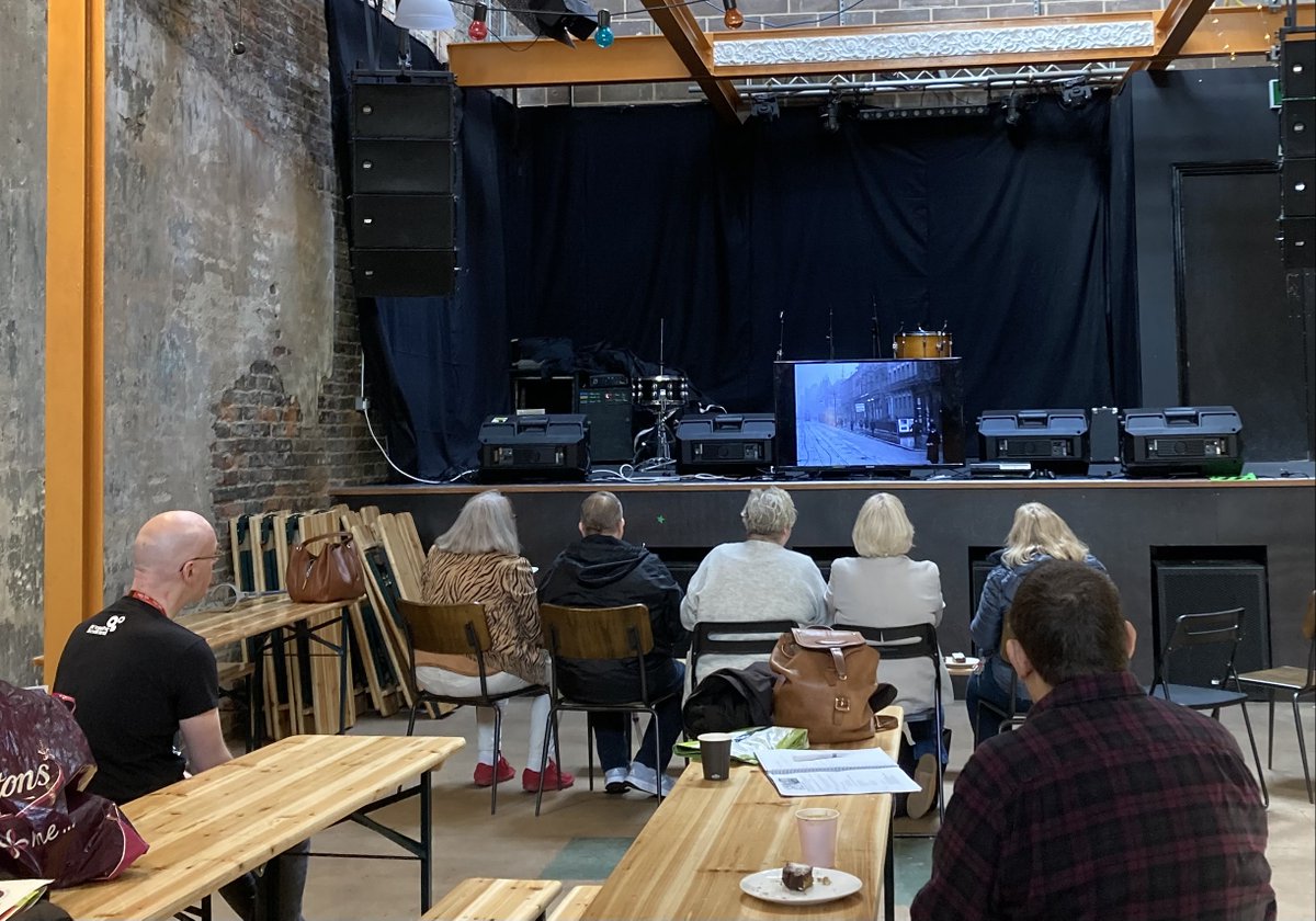 ERS_Limited's tweet photo. With residents of Sunderland’s #HeritageActionZone working on our research pilot for #HistoricEngland into Place and Wellbeing. We met in #PopRecs’ fabulous restored venue on High St West. Watched a film of old #Sunderland together introduced by Local Studies and shared memories. https://t.co/5leC0KLN2q