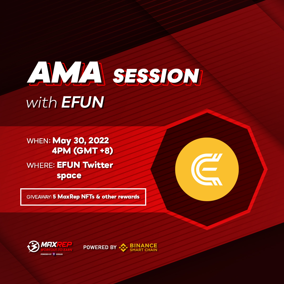 🔥 AMA SESSION ALERT🔥

In collaboration with EFUN, 8CHAIN will be holding an AMA Session featuring 8CHAIN's Max Rep NFT minting (launching this May 31) at EFUN Twitter: x.com/efun_tech

📅 May 30, 2022 8PM GMT+8
🎁 Giveaway: 5 MaxRep NFT + other prizes

#NFT #crypto