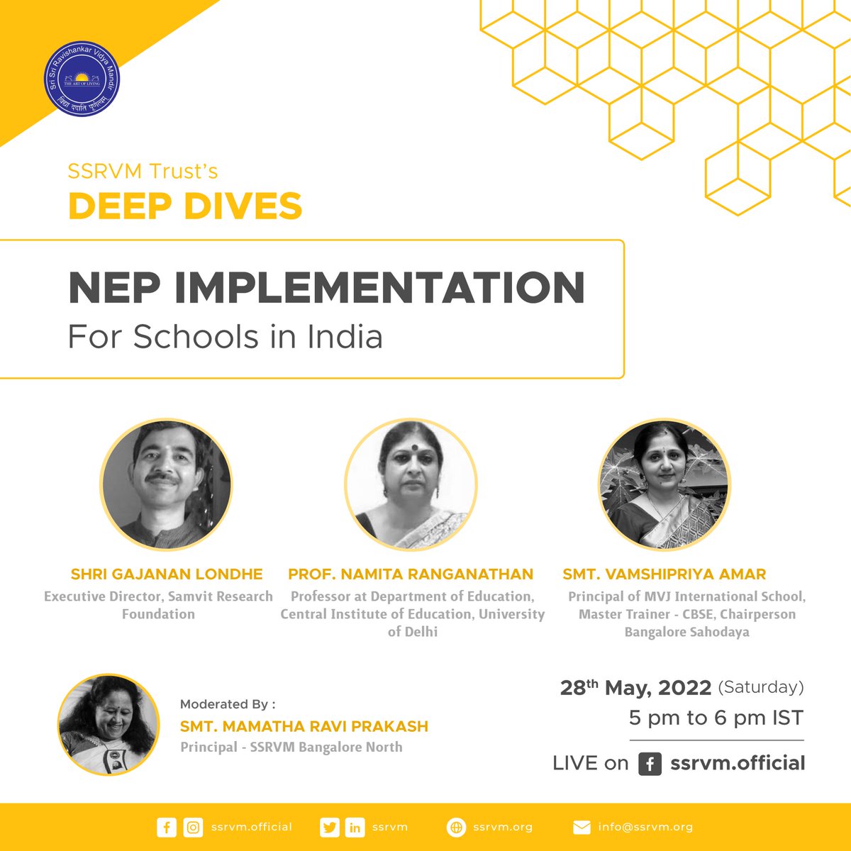 ssrvm's tweet photo. SSRVM Trust's Deep Dives invite you to another interesting discussion about the education system in India, on the topic - ‘NEP Implementation For Schools in India’. LIVE on 28th May from 5 pm IST at https://t.co/mF59j5prlR
#EducationMatters #SSRVMDeepDives  #Students #NEP #IndEdu https://t.co/LAvALEbNJ9