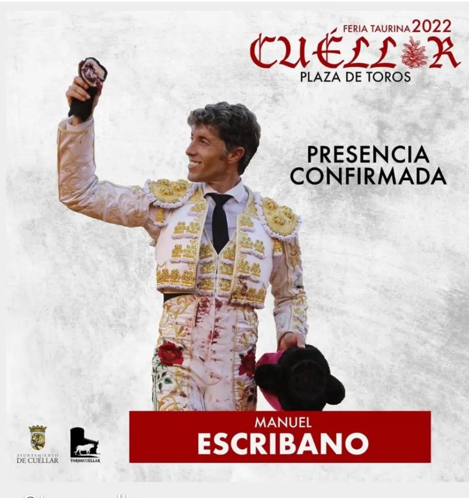 Confirmada la asistencia de Manuel Escribano en la feria taurina de Cuéllar 2022.