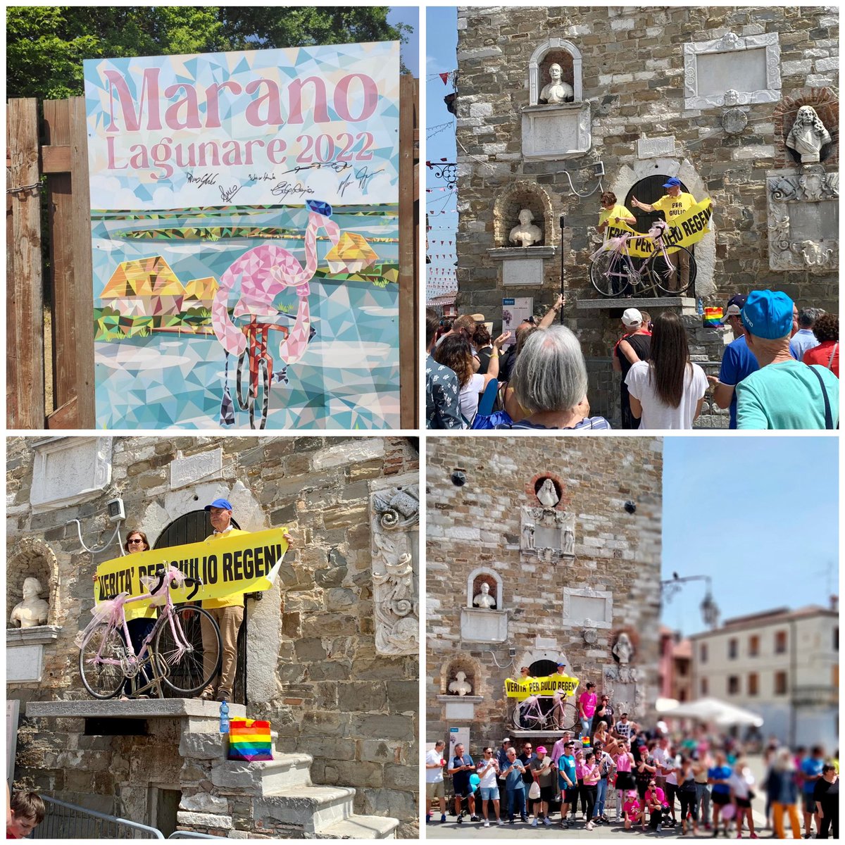 A #Marano tutto pronto per il #Giro #GiroDItalia #Giro105 #27maggio anche lo striscione #veritaperGiulioRegeni