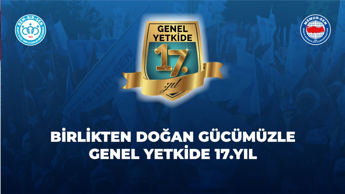 Yerel Yönetimler Hizmet Kolu'nda 
Yetkide 17. Yılımız Kutlu Olsun...

Bem-Bir-Sen Olarak 2022 Yılı Yetki Tespit Sürecini,
Üye Sayımızı Artırarak
61.287 Üye Sayısı ile 17. Kez Açık Ara Birinci Olarak Tamamladık.

Detaylar⤵
bembirsen.org.tr/yerel-yonetim-…