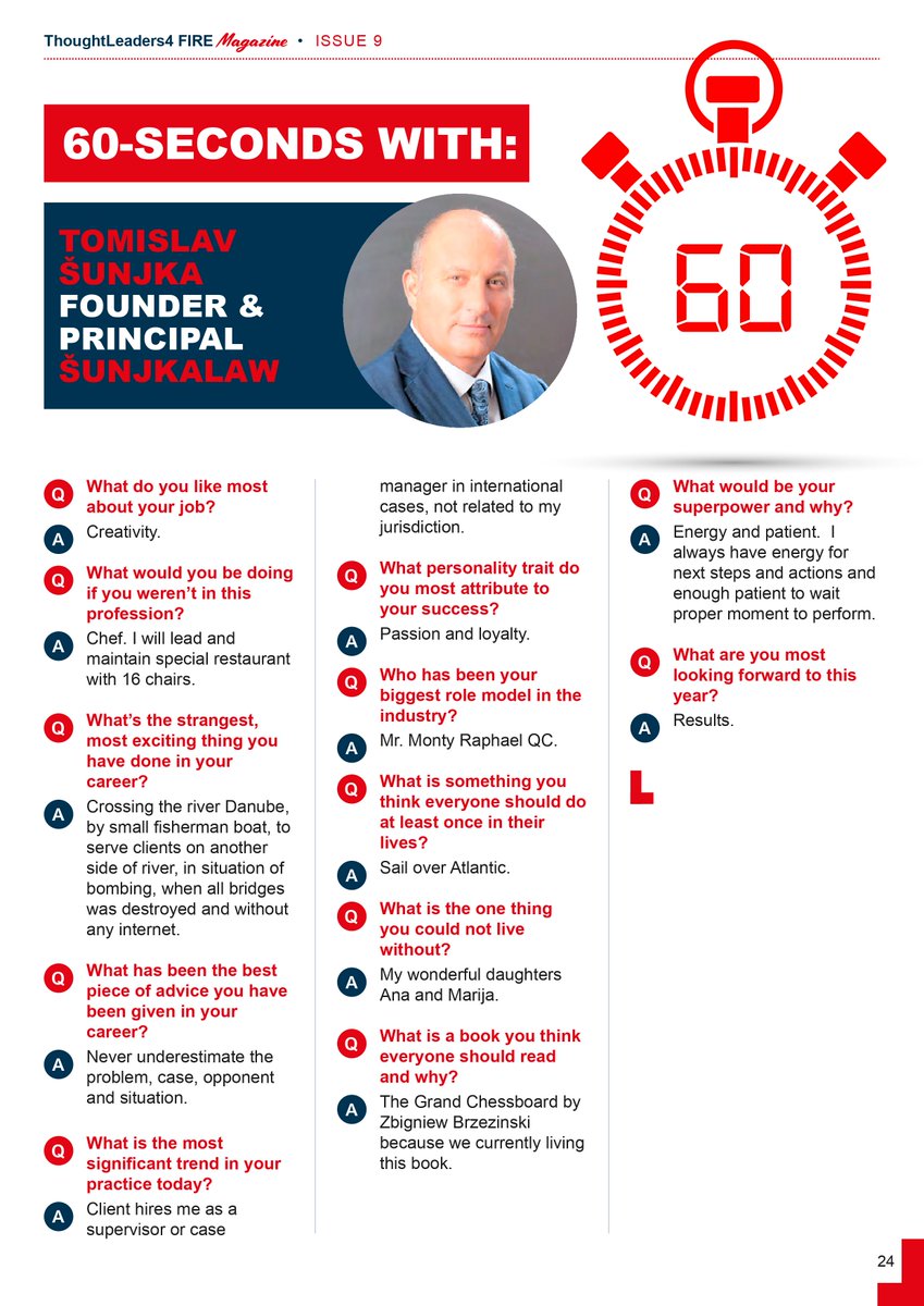 We are delighted to present ⏱60-Seconds with: Tomislav Šunjka interview in this FIRE International edition Issue 9 of FIRE Magazine in conjunction with the flagship Asset Recovery event for 2022, FIRE International in Vilamoura, Portugal.
#FIREInternational #Magazine #Issue9