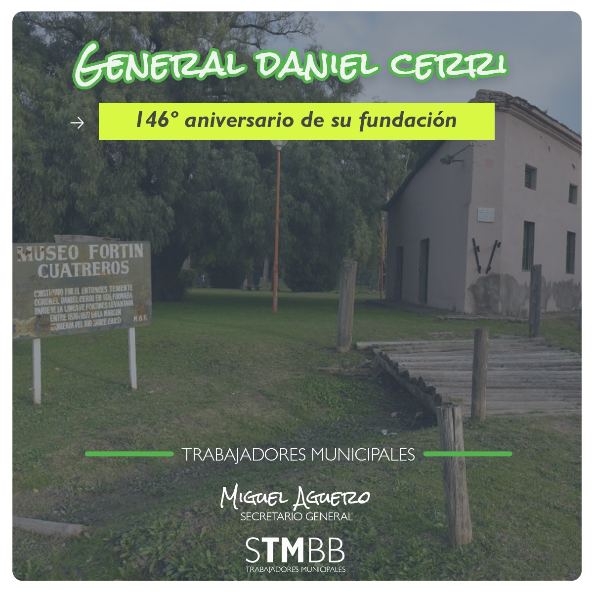 stmbb's tweet photo. El STMBB le desea un feliz aniversario a todos los trabajadores y trabajadores de la localidad de General Daniel Cerri. ¡Feliz cumple!

@Aguero_M_A https://t.co/e33uG6xDUy