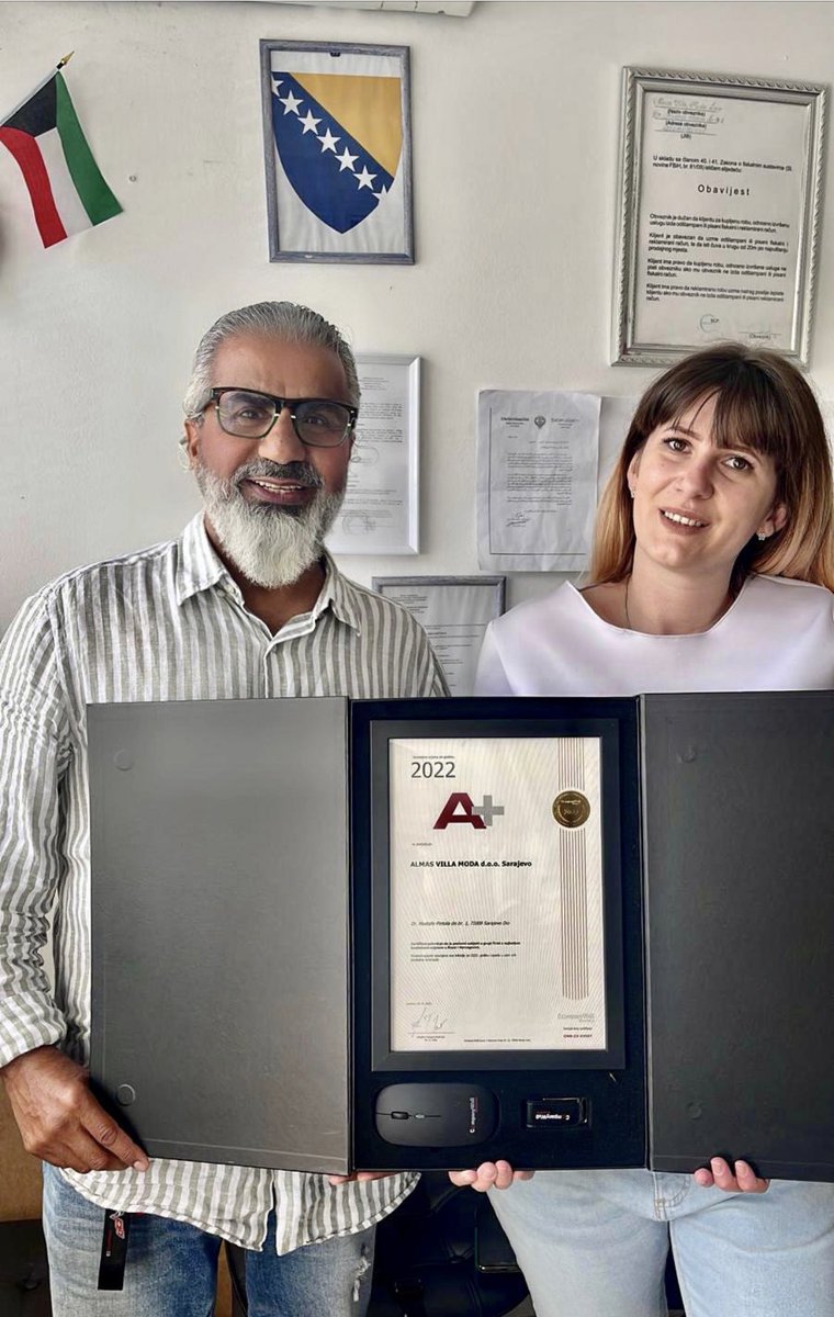 Alanbari_10's tweet photo. حققتAlmas Villa Sarajevo اعمالاً ناجحة خلال عام 2021 فإحتلت مكانه مميزه بين7شركات من الشركات ذات الاعمال الناجحة فحصلت الشركة على شهادة A+ وتأكد الشهادة ان الشركه تنتمي إلى الشركات ذات التصنيف الانتمائي الأفضل في البوسنه والهرسك وتنتمي إلى قمة الجدارة الائمانية
شكراً يوسف الماص🇰🇼 https://t.co/3emQoN1LXA