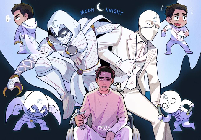 ムーンナイト、D+のMARVELドラマで今んとこ一番刺さった🌘🌖🌙人格によって変身した姿も変わるの良いよな～(2.3枚目は本編と関係ないです) 