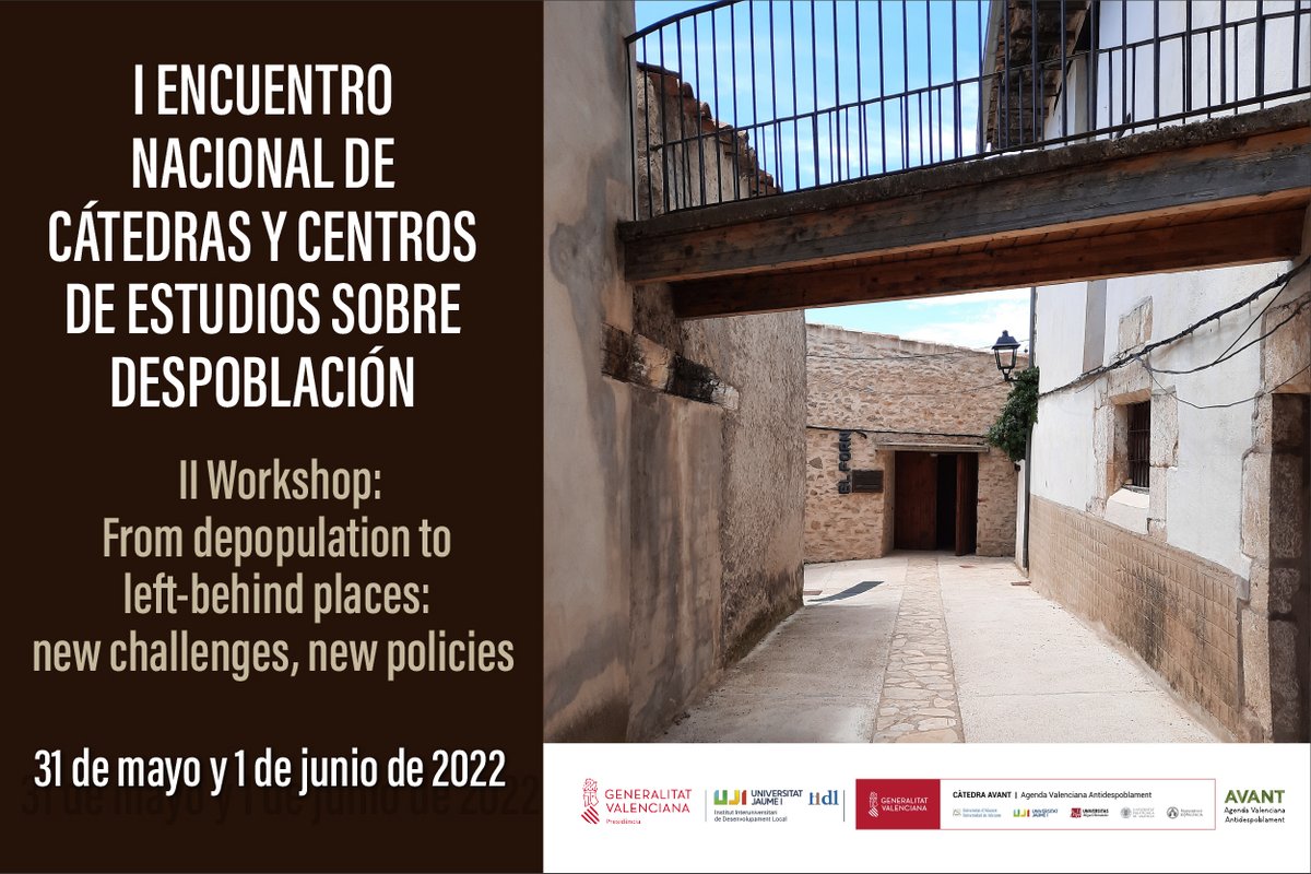 TCiudadana_UPV's tweet photo. 🟢I Trobada nacional de càtedres i centres d'estudis sobre despoblació
📅: 31/05   i   01/06
⏰: 09.30h
📍: Sala d'actes de l'Escola de Doctorat / Facultat de Ciències Jurídiques i Econòmiques 
@UJIuniversitat

➕Info: https://t.co/Y7NkUD3gYZ
@generalitat @desprural https://t.co/vsxNhzUjdV