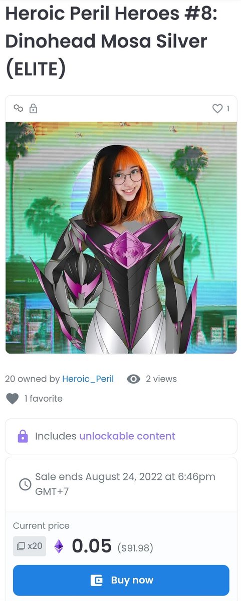 Heroic_Peril's tweet photo. The prehistoric princess is here! The Elite Mosa Silver Dinohead is now available on OpenSea for a limited time only.
Only 20 of the #nft artwork are available anywhere! 

Come to the Heroic Peril collection to meet her! 😃
#superhero #PrehistoricPlanet #spandex https://t.co/4OwpZQPhDr