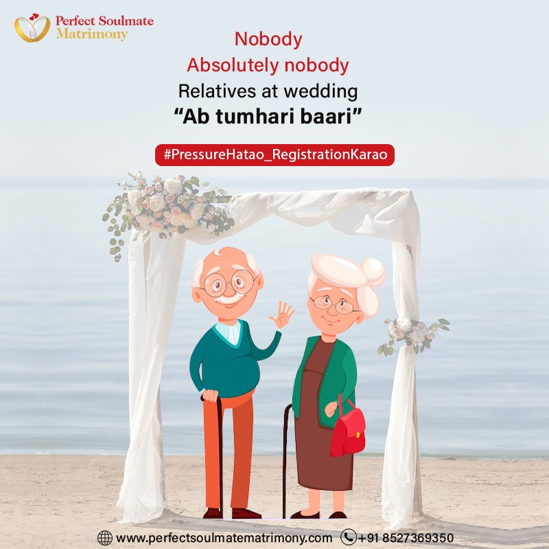 PerfectSoulmat2's tweet photo. Tired of hearing "Ab Tumhari Baari " at others wedding? 😵
We know it's none of their business. So, we made it ours 🤪
Register yourself on Perfect Soulmate Matrimony and search for your better half 👈🏻

#matrimony  #betterhalf #marriage #bride #PressureHatao_RegistrationKarao https://t.co/UzodVd4xz5