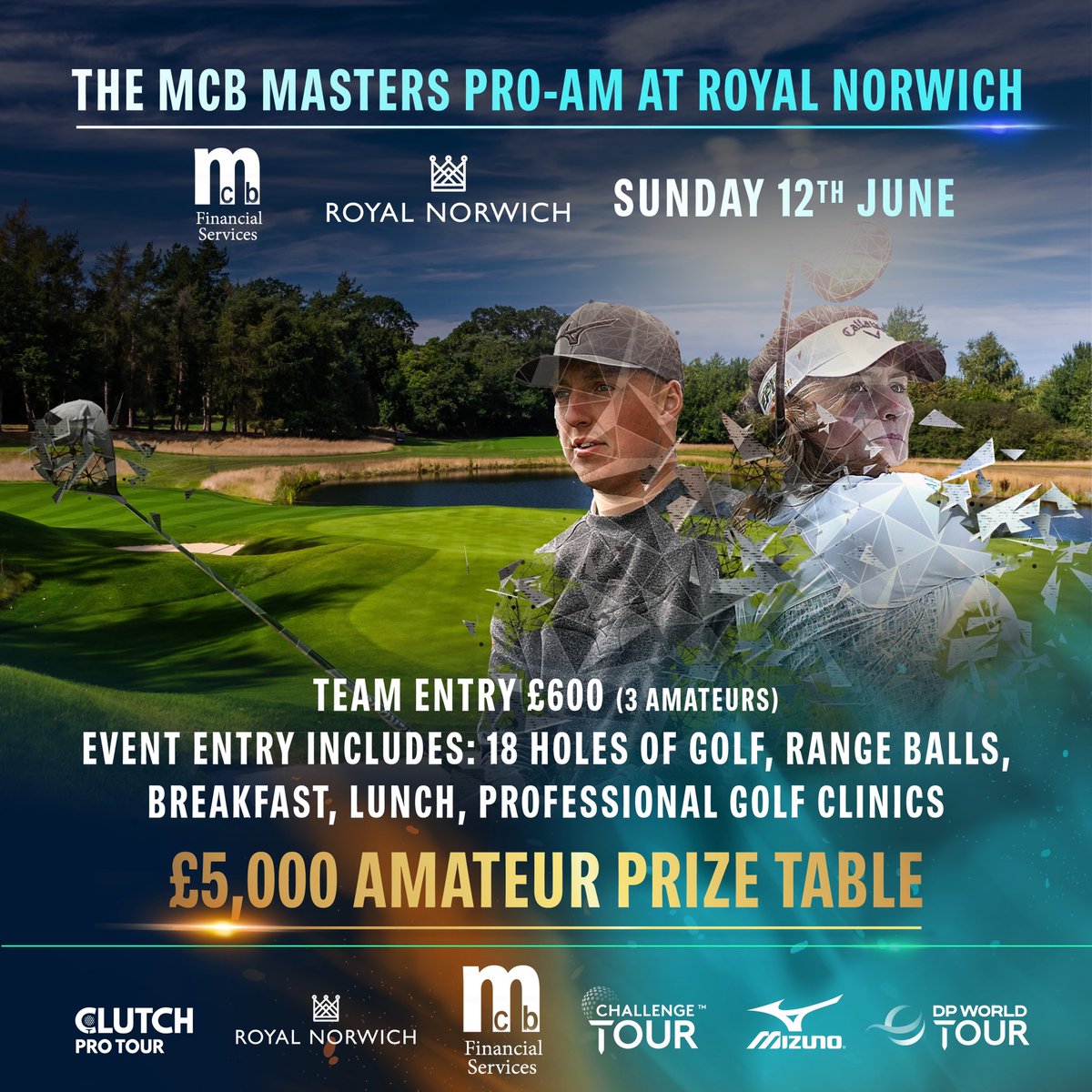 clutchprotour's tweet photo. Get a slice of action and join us for the @ServicesMcb Pro-Am on June 12 at the wonderful @Royal_Norwich 

It’s set to be an incredible day 🔥🏆⛳️ https://t.co/tE6XCfDrve