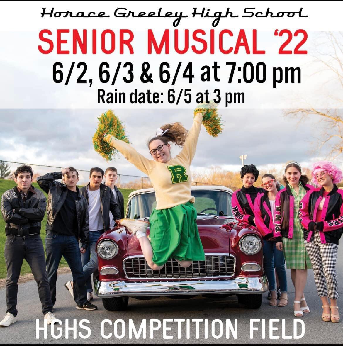 HoraceGreeleySF's tweet photo. Greeley's Class of 2022 Senior Musical, GREASE opens in just one week! Don’t miss this fun show. Support our Seniors. Get your tickets today https://t.co/F83UQdPOFI #WeAreChappaqua #SeniorMusical #Greeley2022 #NeighborsHelpingNeighbors @ChappaquaPTA @chappaqua_csd @hghsalumni https://t.co/Qb8ny3NPYZ