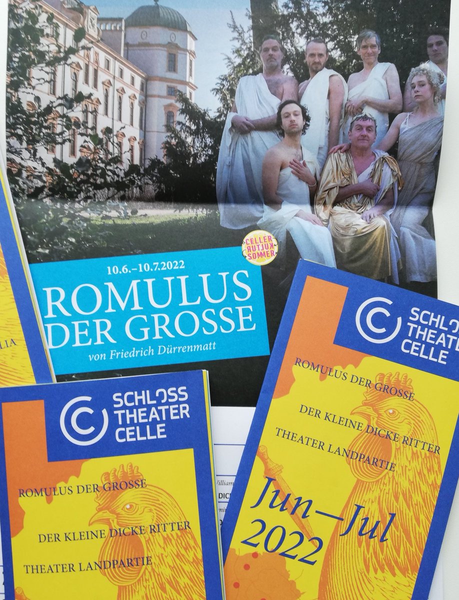 TheaterCelle's tweet photo. Auf geht's zum Endspurt. Der letzte Leporello der Spielzeit ist da. Am 03.06. beginnt die #Landpartie und am 10.06. hat ROMULUS DER GROSSE im Schlossinnenhof #Premiere. Auf in den Sommer! https://t.co/KV9owCC6ln