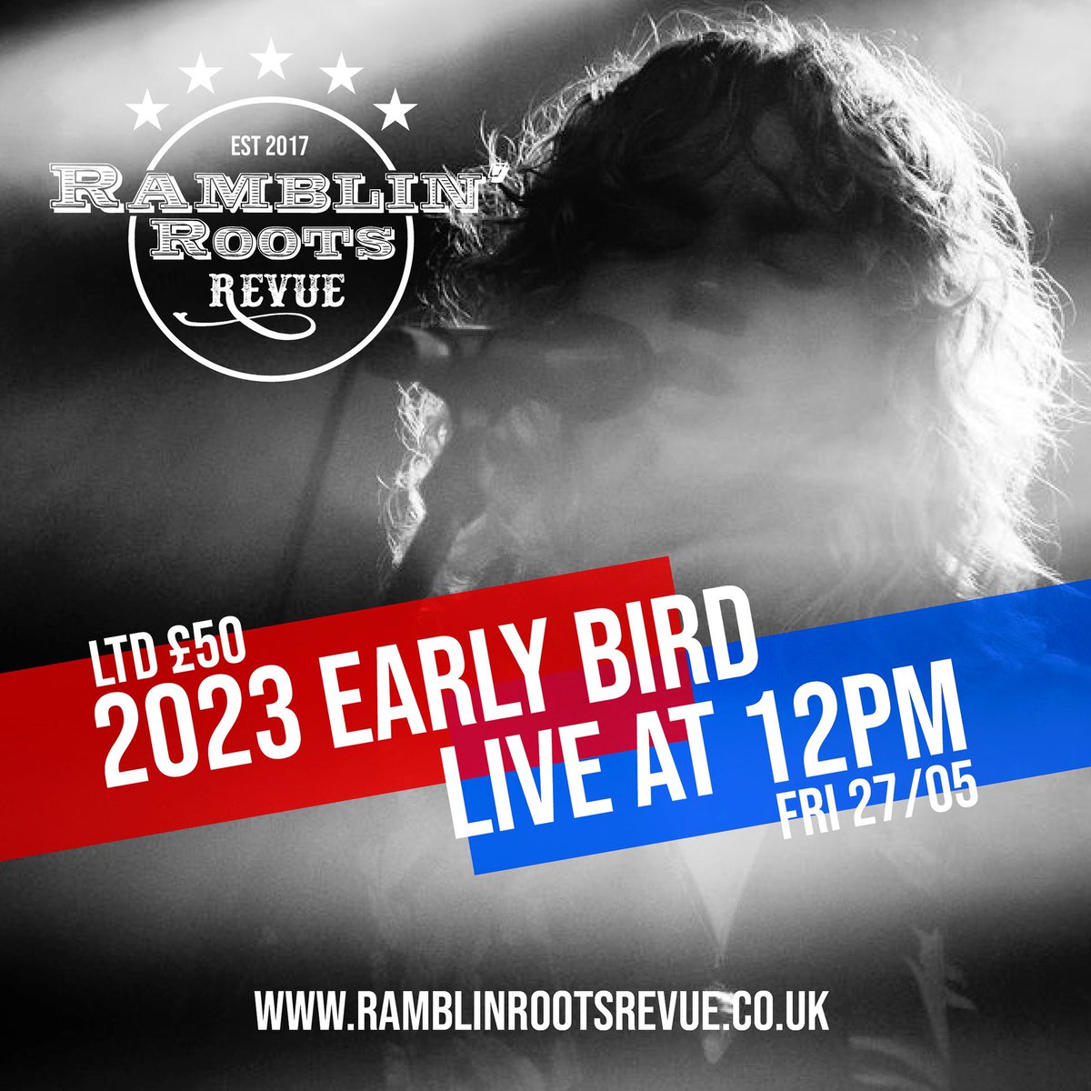 2023 Ltd EARLY BIRD Tickets are LIVE!
ramblinrootsrevue.co.uk 

Only £50 for three days of great music and revelry 💥

#americana #ramblinrootsrevue #roots #country #altcountry 
<a href="/InsideOutTalent/">Inside Out Talent</a> <a href="/ClubhouseUK/">Clubhouse Records UK</a>