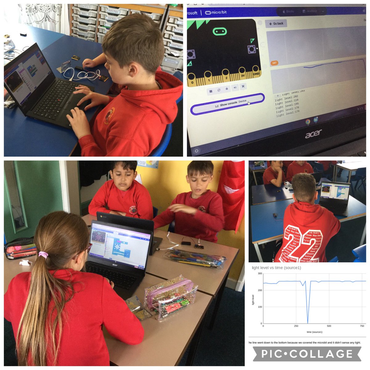 DosbarthPump's tweet photo. We coded #microbits to sense and record sunlight levels in and around our classroom @microbit_edu #sensors #booleanvalues #conditionalstatements #microbit #coding #computationalthinking https://t.co/NZ1aeX0KMF