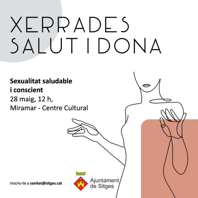 AjSitges's tweet photo. Nova xerrada del cicle 'Salut i dona'. 

Les concepcions negatives, la manca d'informació i les creences errònies limiten la capacitat de les dones per prendre decisions respecte com viure la sexualitat. 

📆Dissabte 28 a les 12h al Miramar

📧Inscripcions a sanitat@sitges.cat. https://t.co/otaLbxJkht