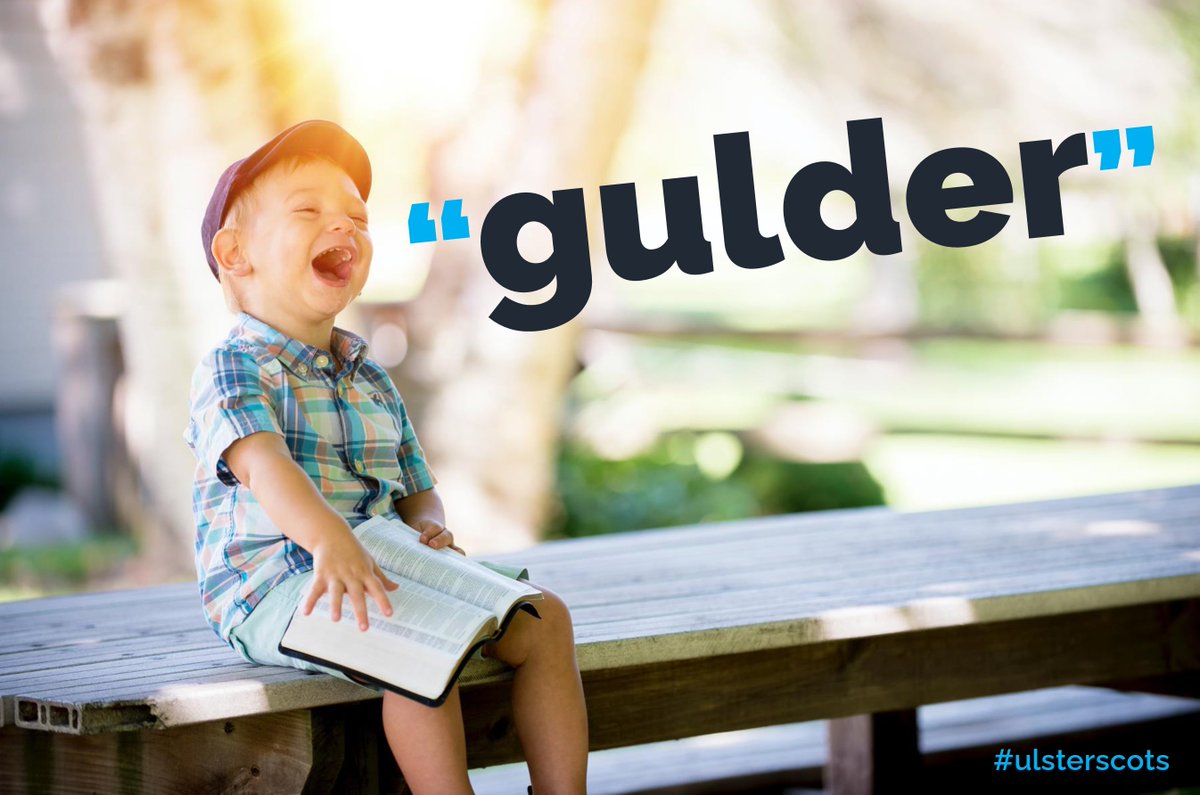 Gulder (noun): ‘Tae let a quare gulder outa ye’ is to shout or roar. The word 'gulder' can also be used to refer to a loud or noisy person i.e. ‘Thon’s naethin but a gulder’. The word exists in Gaelic also as ‘goldar’ meaning a loud cry #UlsterScots #LivingLanguage