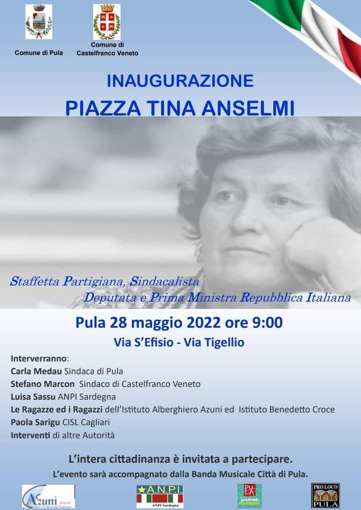 #MemoriaAttiva 
A Pula (Cagliari), una piazza dedicata a #TinaAnselmi🌹♥️