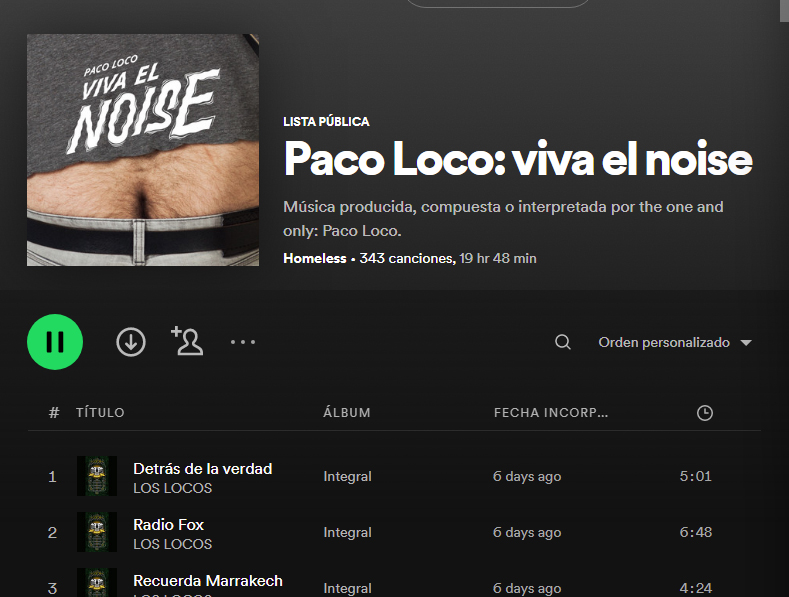 ¡Bandas, artistas, fans, gente, peña! Hacemos un llamamiento para que nos pongáis en comentarios trabajos que haya producido <a href="/pacoloco_/">paco loco</a> para añadirlos a esta lista de reproducción que hemos empezado. Queremos crear una superlista, ¡gracias!
#vivaelnoise
open.spotify.com/playlist/7aahy…