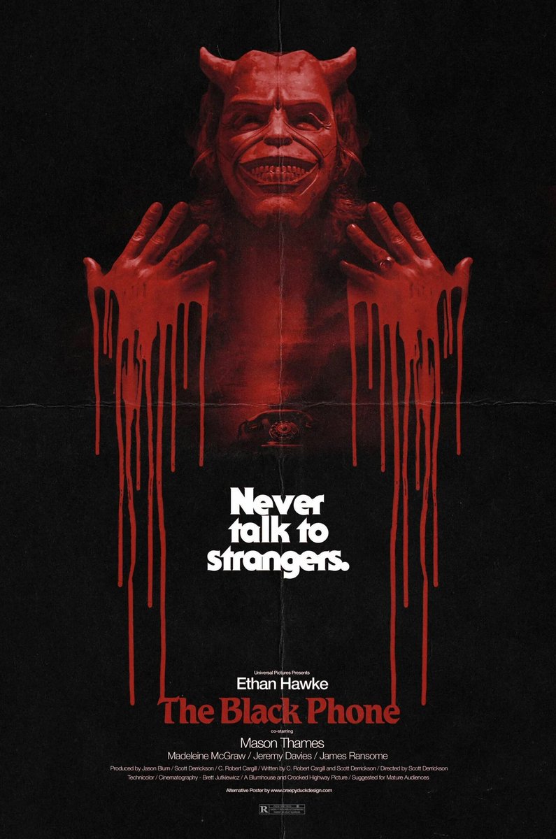 levmauc's tweet image. Se puede decir bien alto: THE BLACK PHONE es una de las películas de terror del año. Un cuento macabro, triste y retorcido que contiene imágenes que dejan huella y ponen los pelos de punta con su atmósfera malsana. Lo nuevo del director de SINISTER es un SÍ enorme.