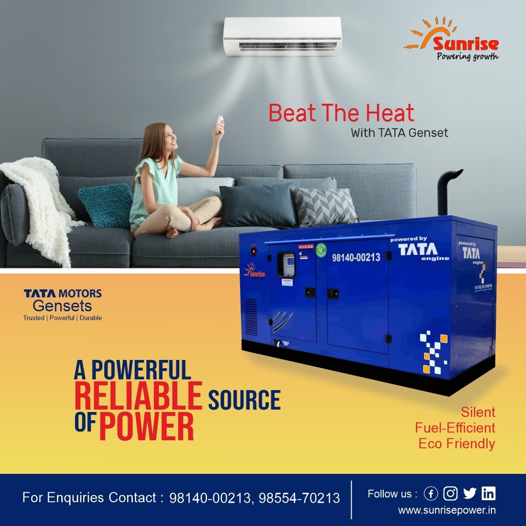 Sunrisepower3's tweet image. Don't get bothered by power cuts. With TATA Genset from sunrise run your AC and beat the summer. Contact us to know more.
 #generatordelivery #GeneratorSet #generatorbulkhack #generatorcover #generatorgame #powercut #supply #dcpower #powerbackup #power #highvolt #ac
